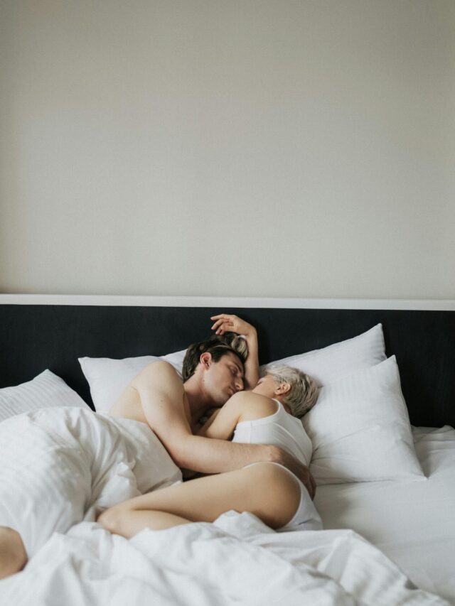 Romantic couple sleeping poses